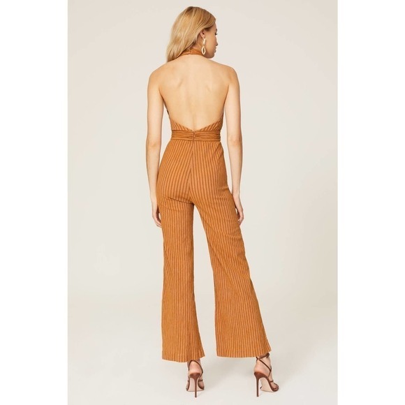 Third Form Jumpsuit Crossing Over Halter Ribbed Orange Size 2 - Picture 2 of 8
